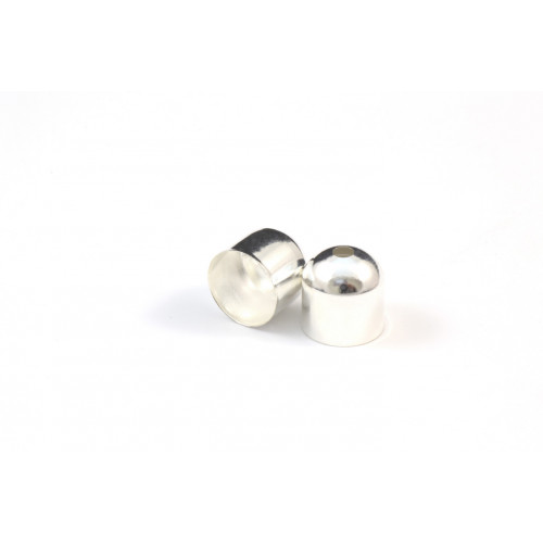 CORD END OF 8X8MM SILVER PLATED